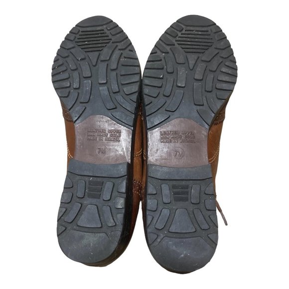 dark brown lace up oxfords brogues preppy wingtip shoes size 7 - Picture 3 of 4